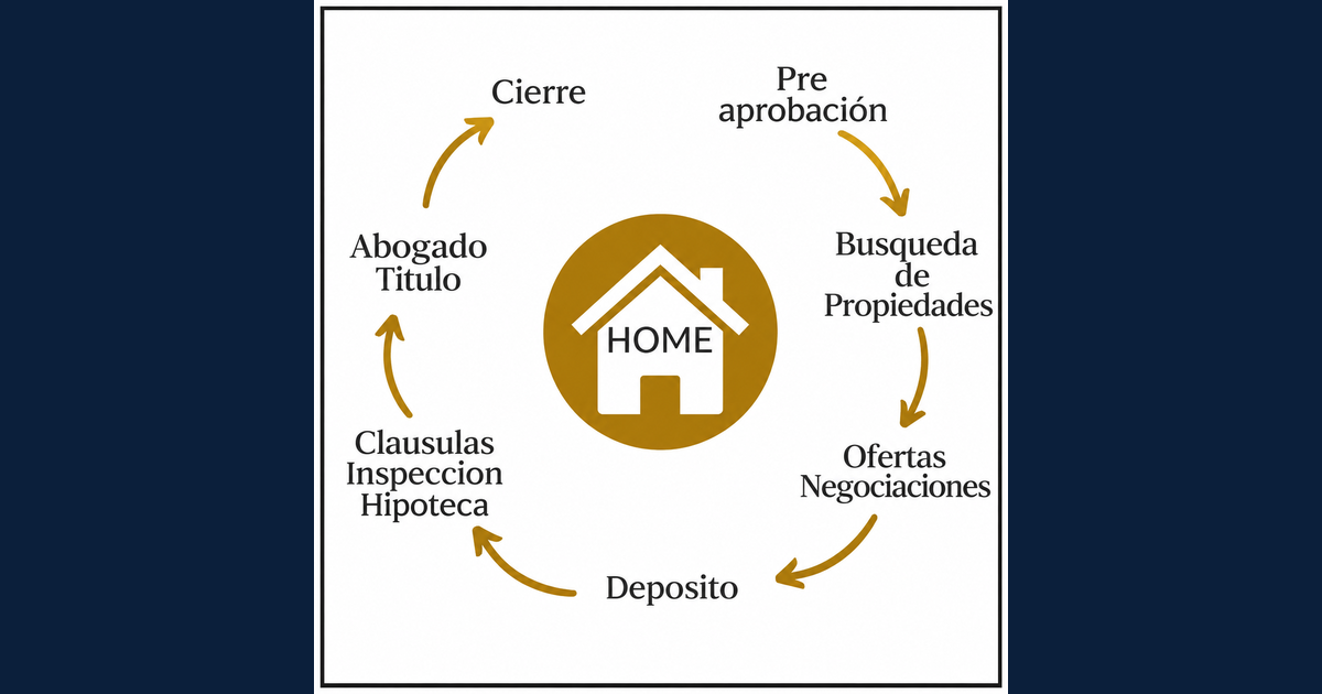 Infografía del proceso de compra de una casa en siete pasos
